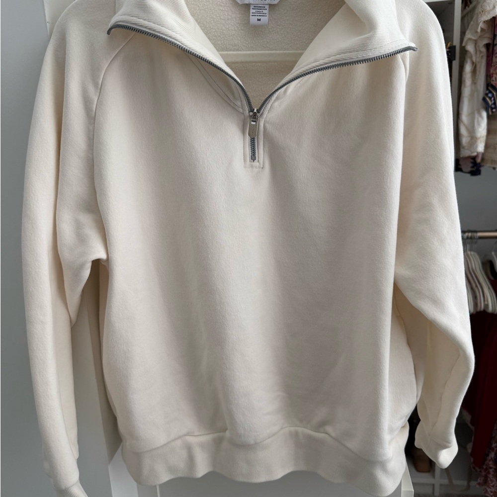 Athleta Cream Quarter-Zip Sweatshirt